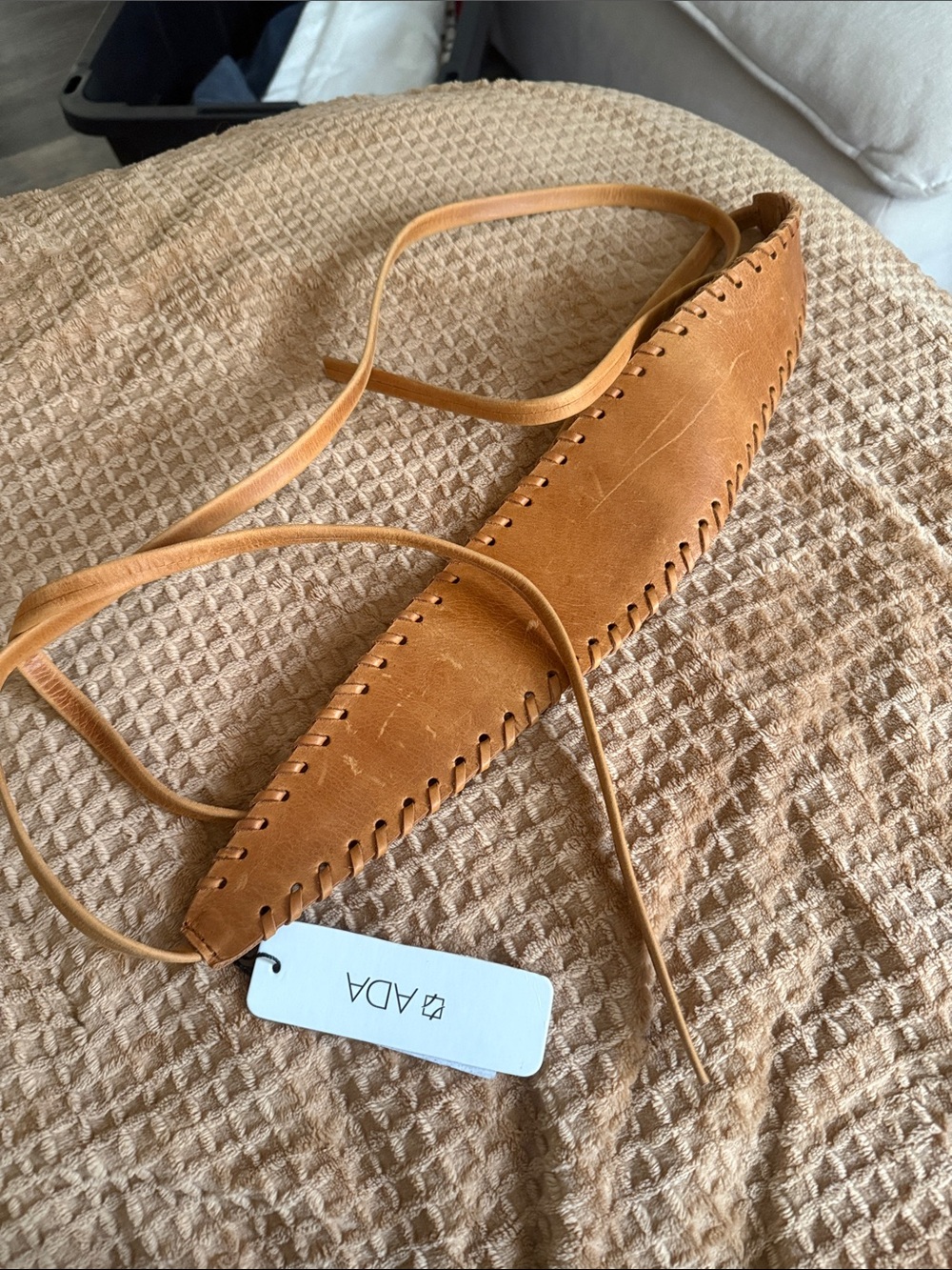 Ada Tan Leather Ankle Wrap Mules